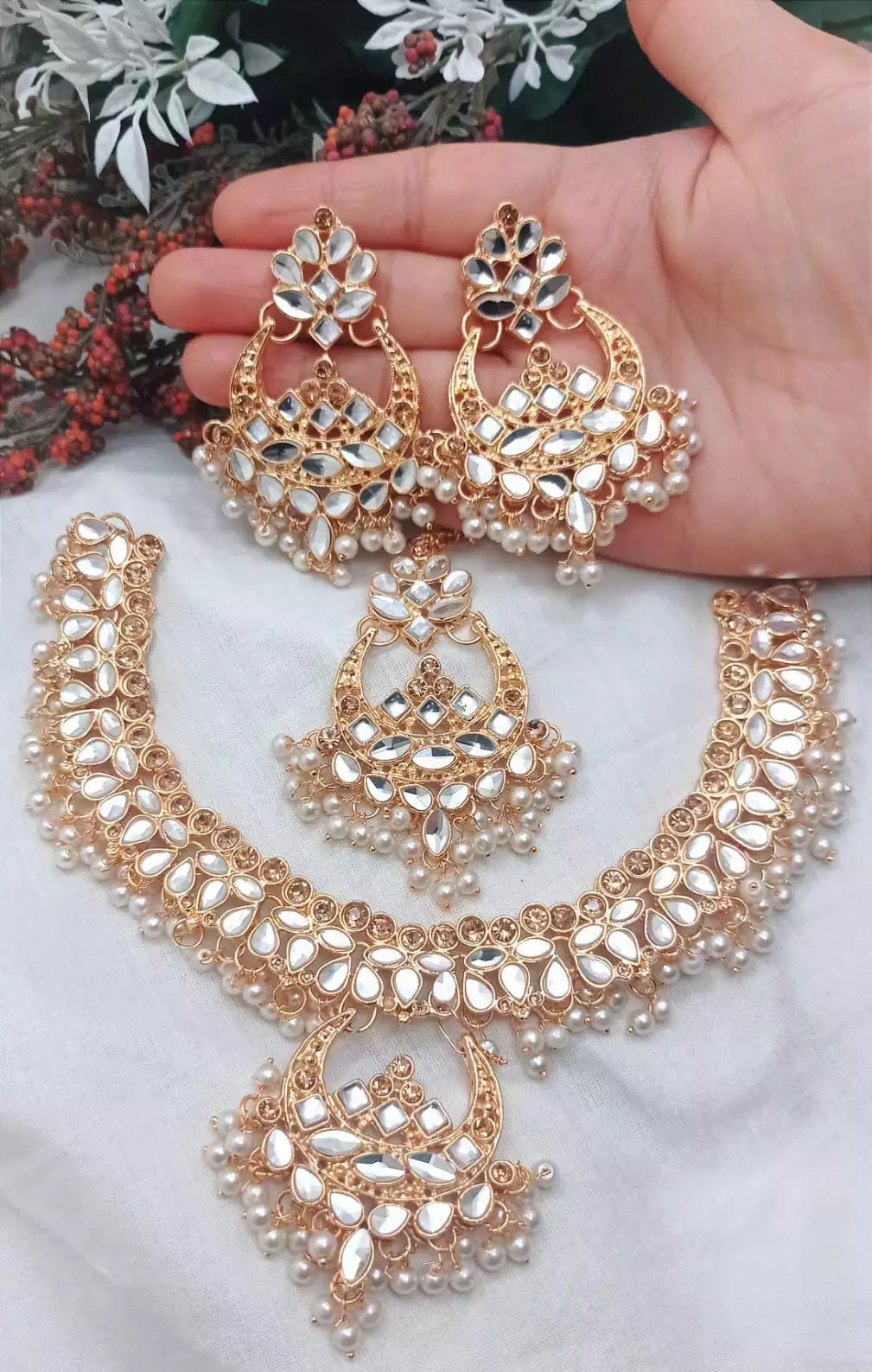 Sheesh kundan necklace set Main image