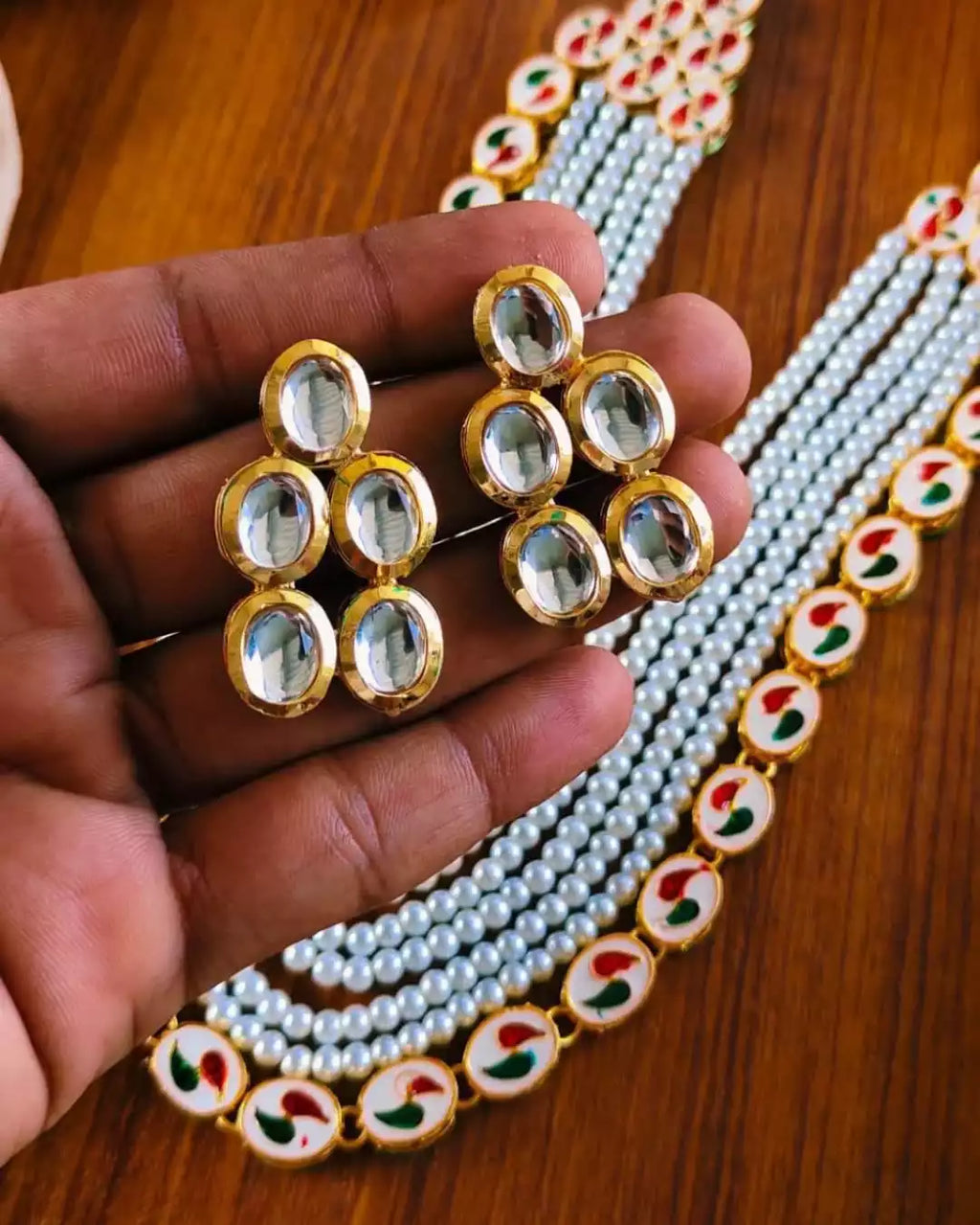 Indian kundan maala with back meena