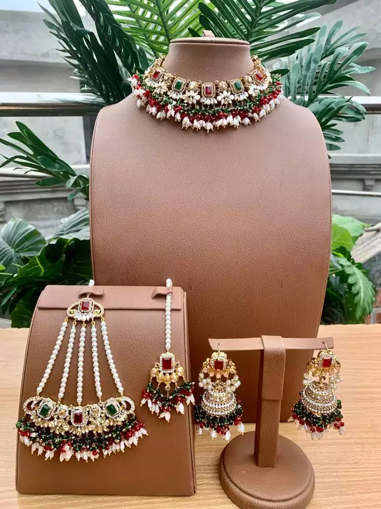 Heavy bridal set with jhumar