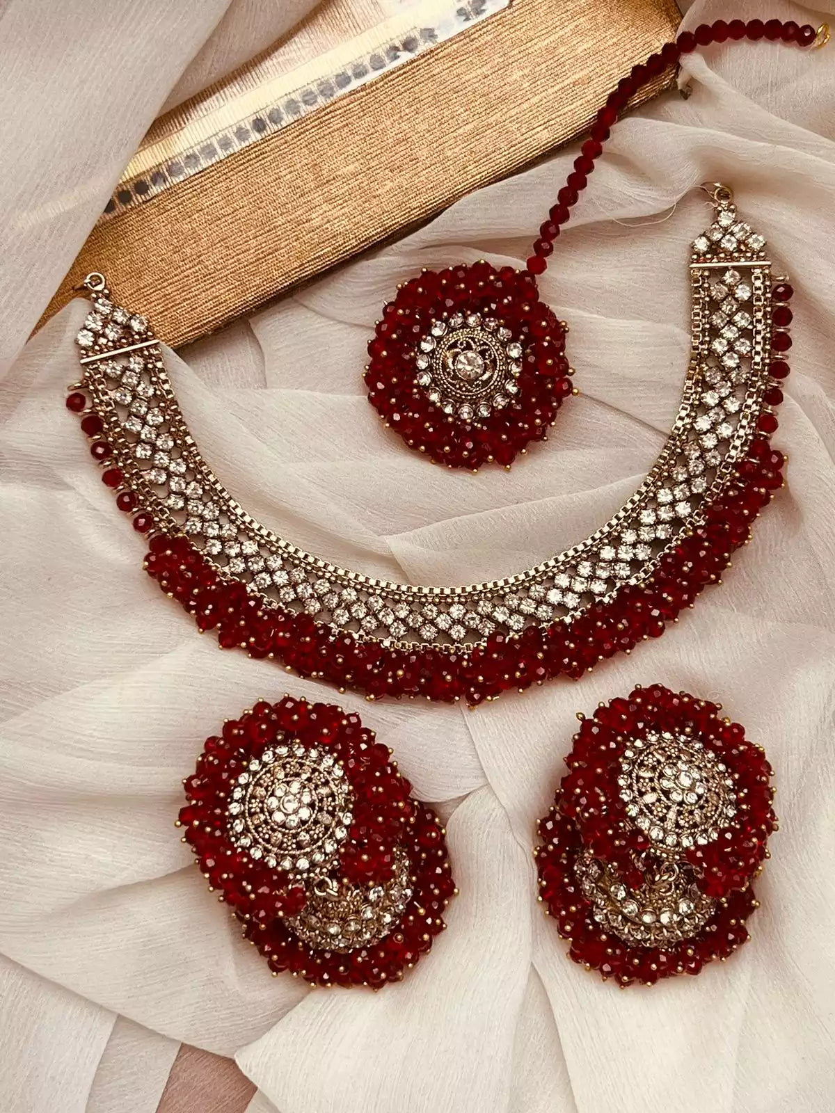 Heavy gajra jhumki teeka set