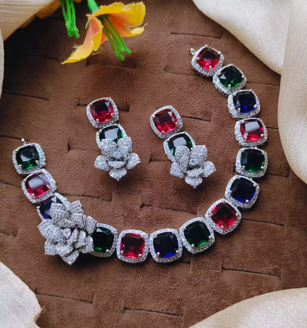 Micro Zircon AD floral set