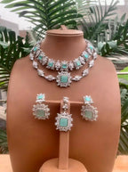 Zircon double line necklace set