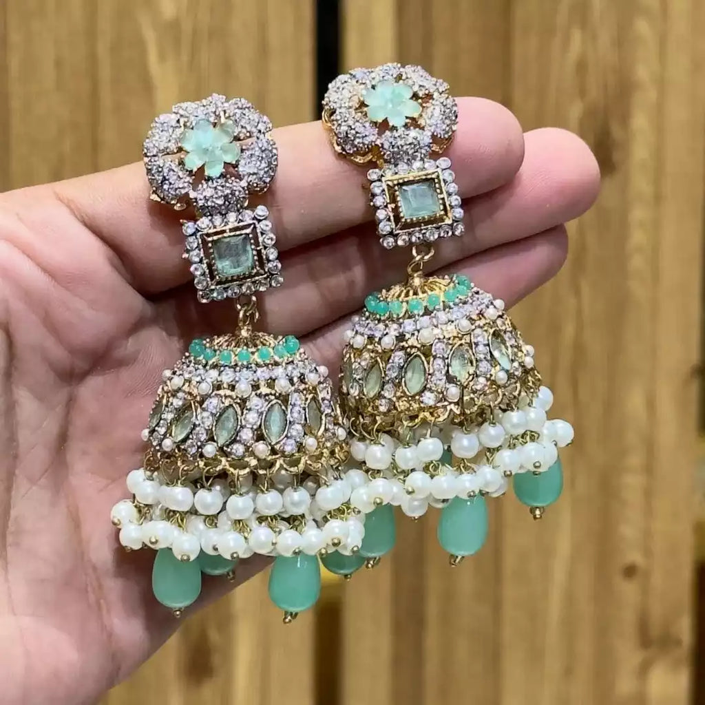 Semi precious jhumki earrings