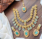 Double line necklace set with teeka