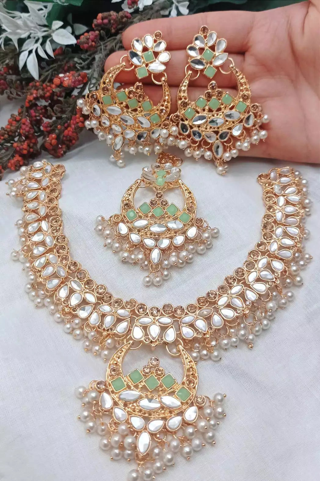 Sheesh kundan necklace set