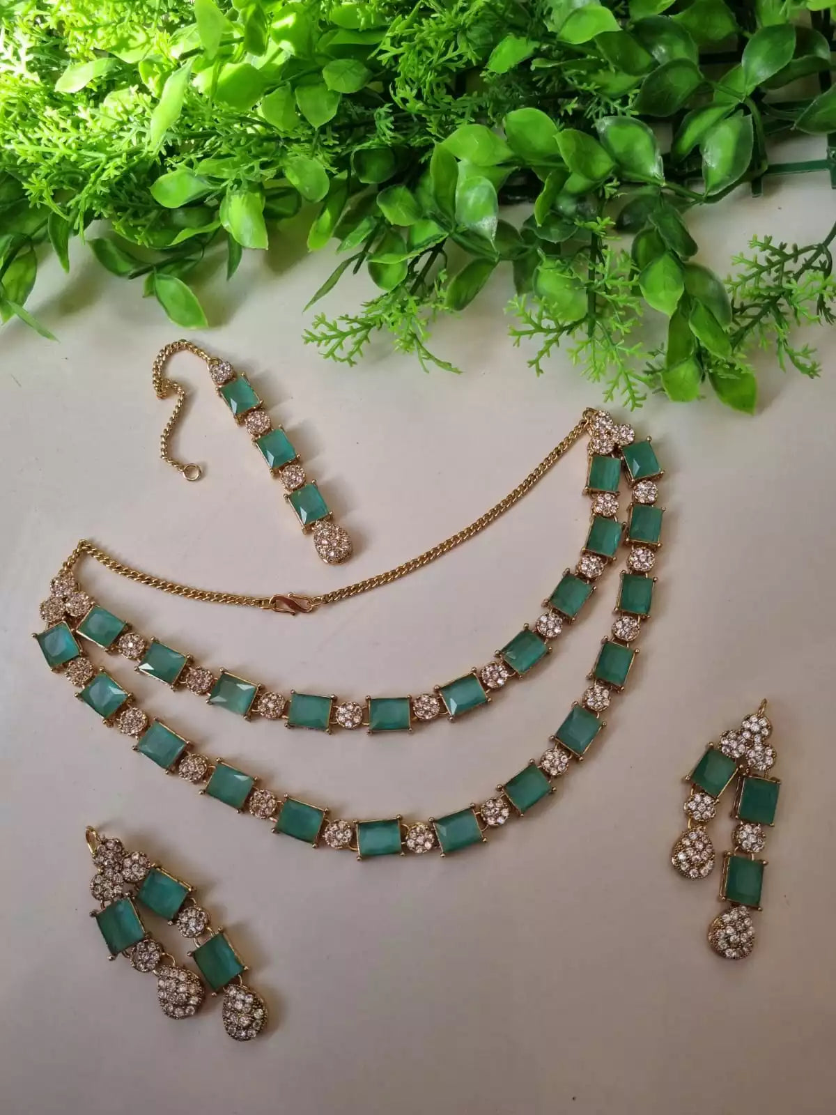 Double layer zircon set with teeka