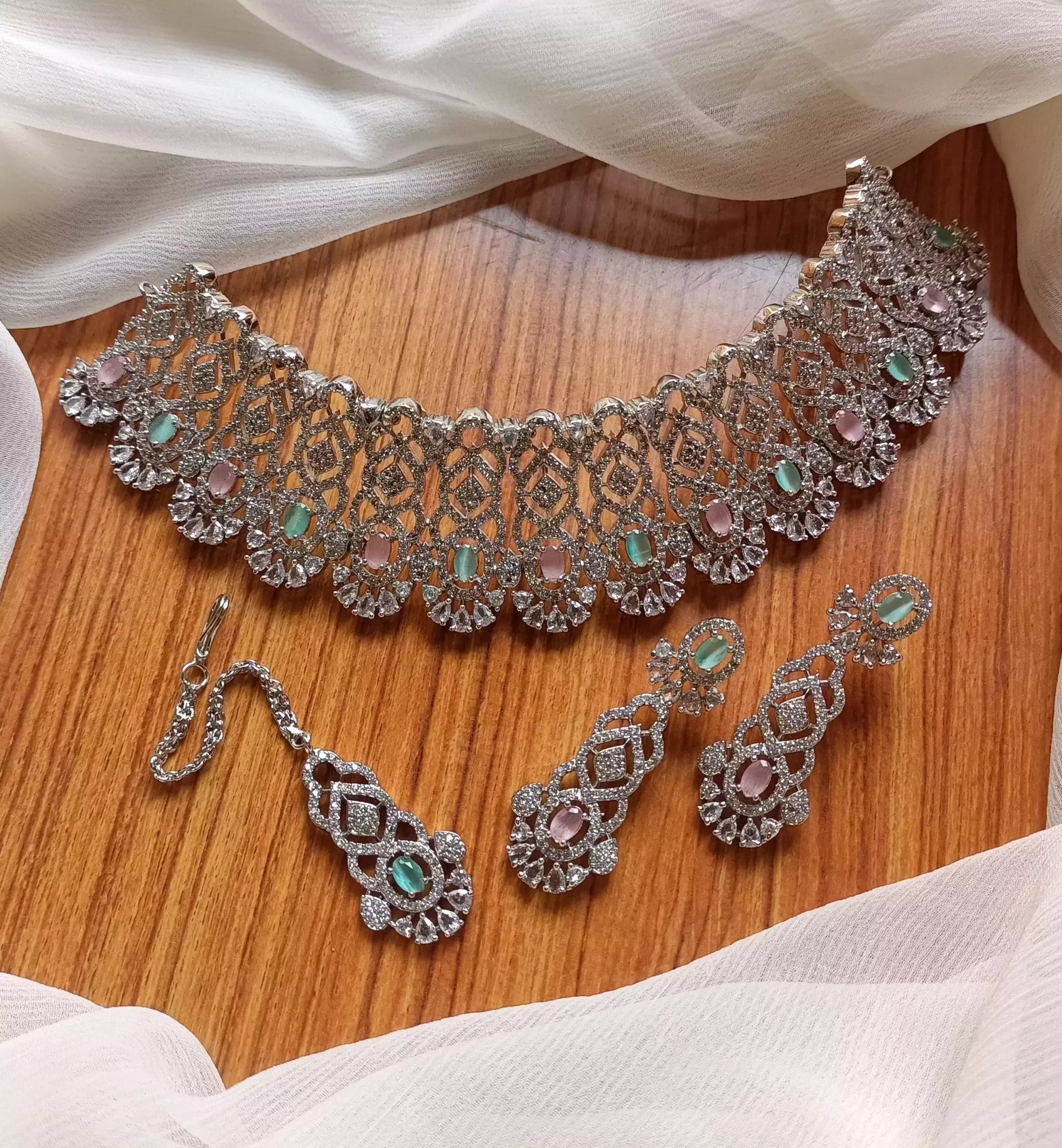 American diamond bridal set