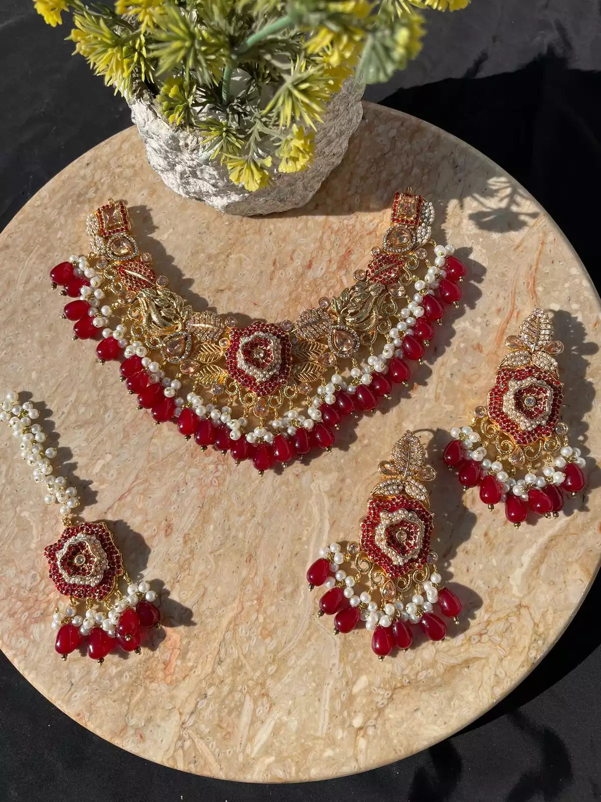 Designer 3d floral necklace set Main image