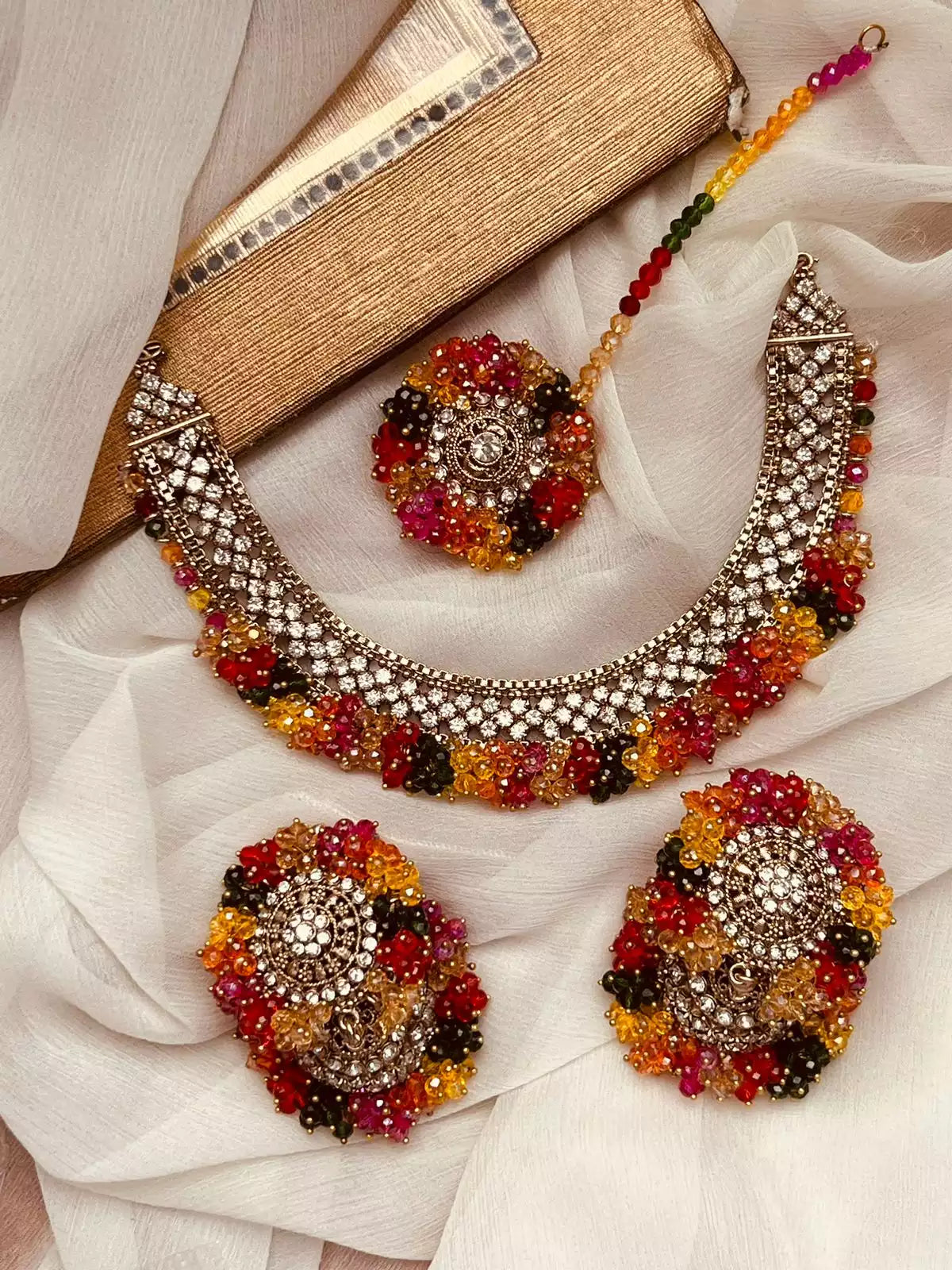Heavy gajra jhumki teeka set