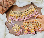 Heavy bandhai bridal set with jhumar