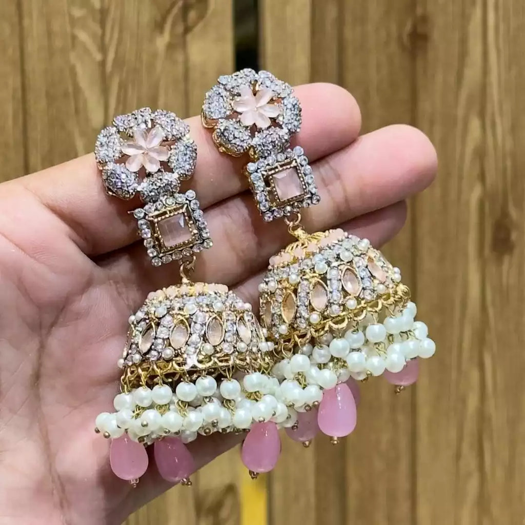 Semi precious jhumki earrings