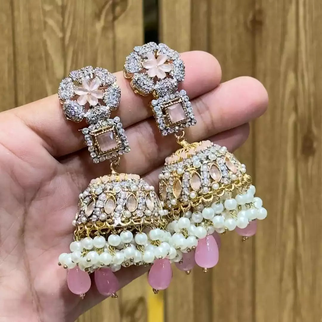 Semi precious jhumki earrings
