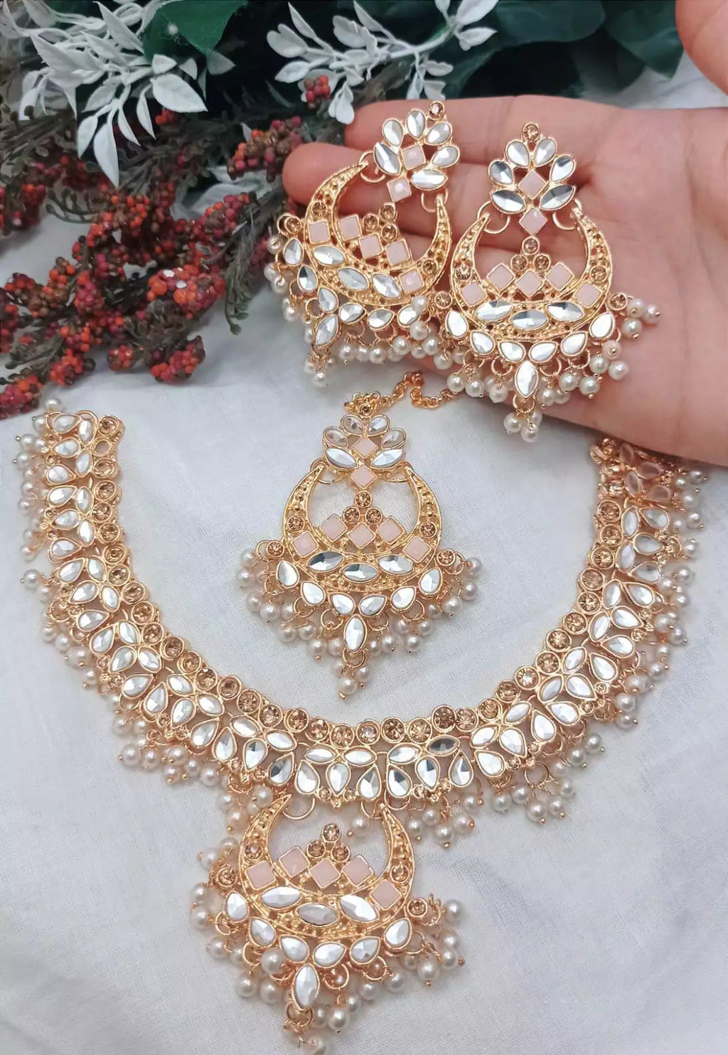 Sheesh kundan necklace set