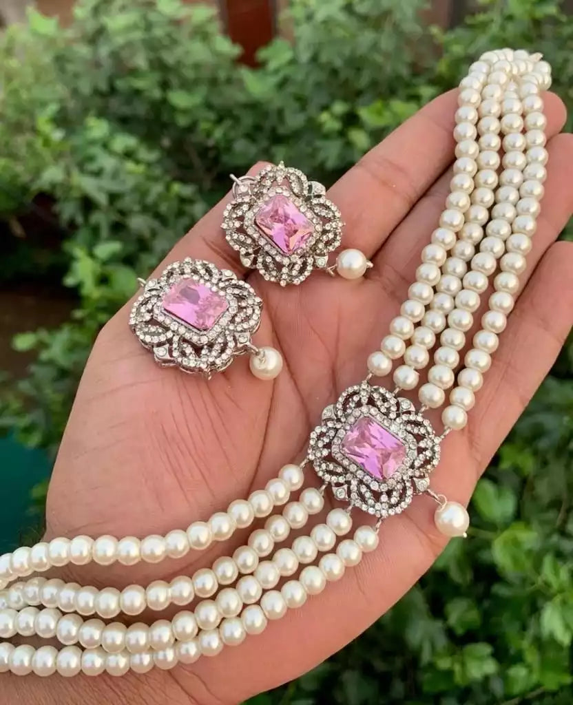 Zirconia pearl choker set