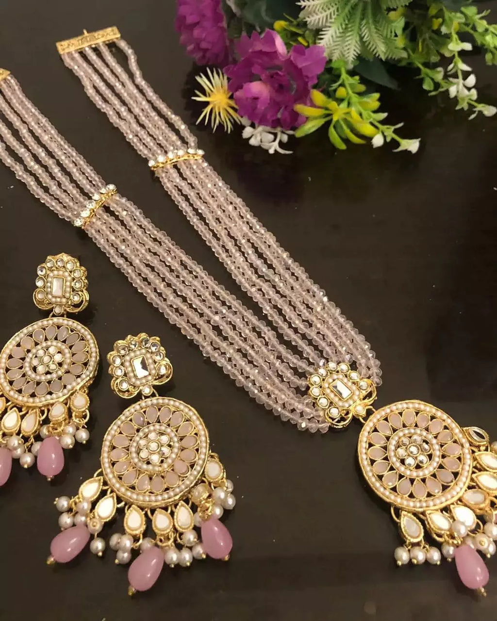 Sheesh kundan long maala set