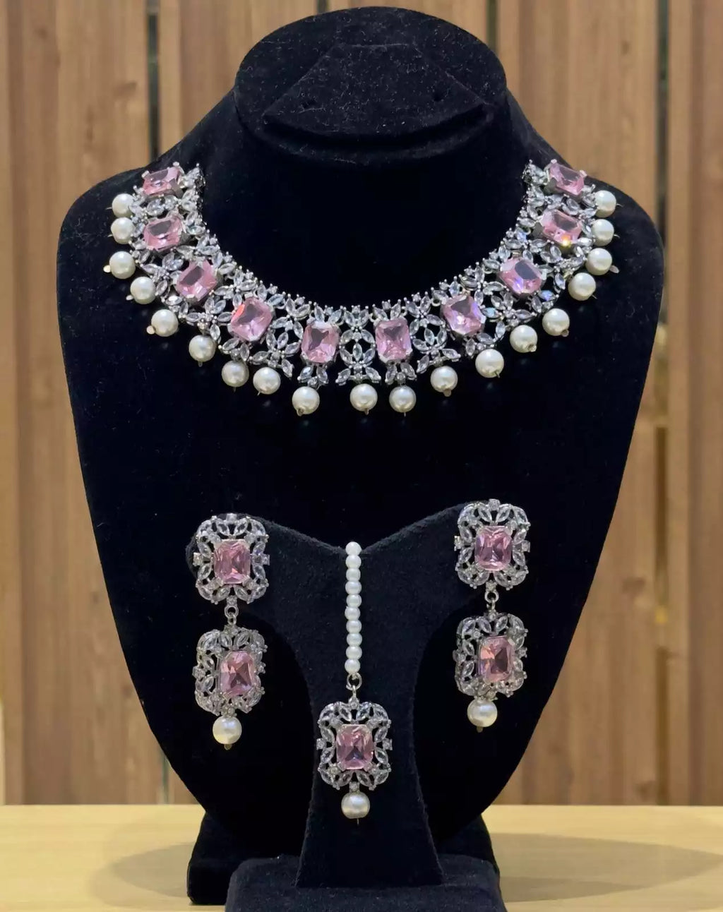 Pearl zirconia necklace set