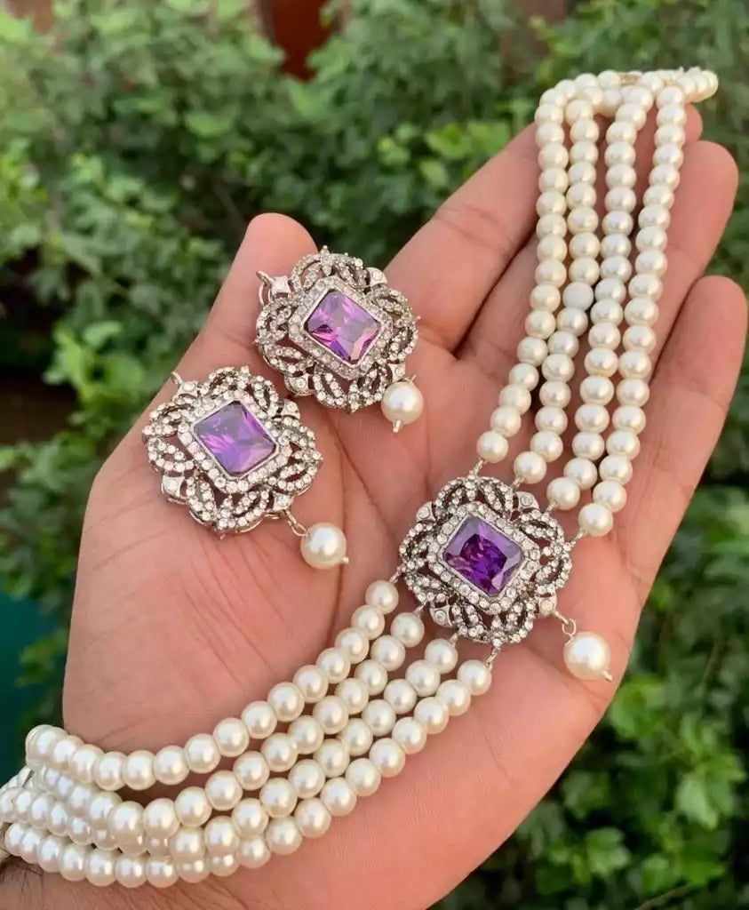 Zirconia pearl choker set