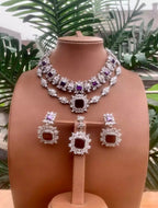 Zircon double line necklace set
