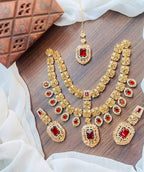 Double line necklace set with teeka