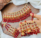 Heavy bandhai bridal set with jhumar