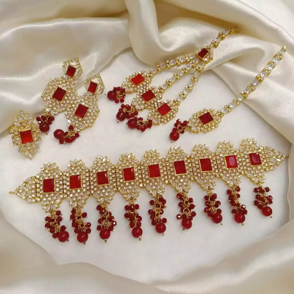 Zircon choker set with ring