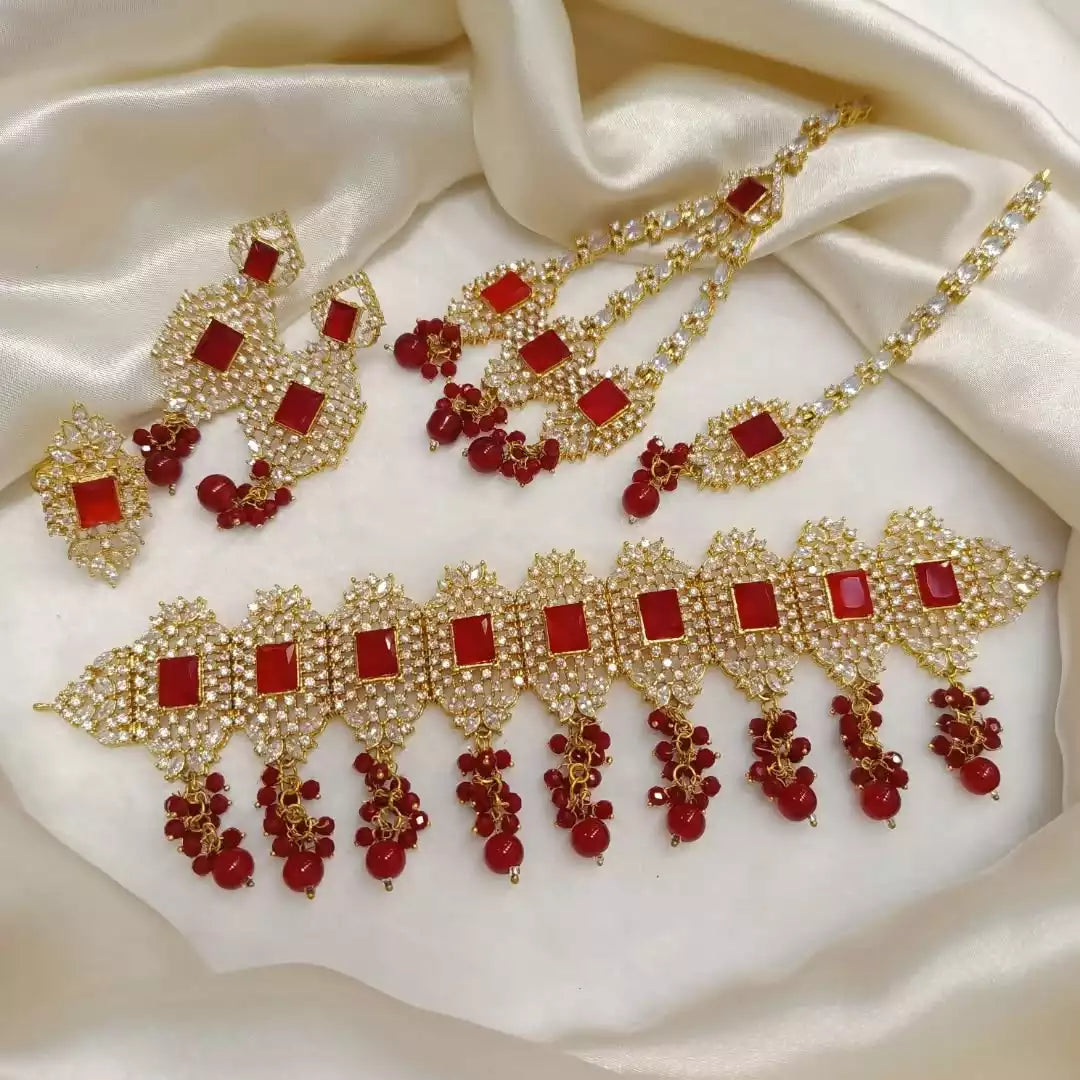 Zircon choker set with ring
