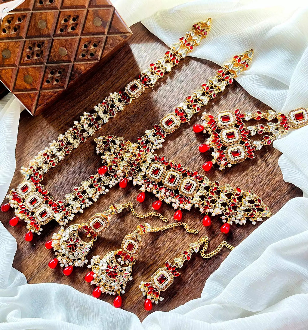 Kundan double dholna bridal set
