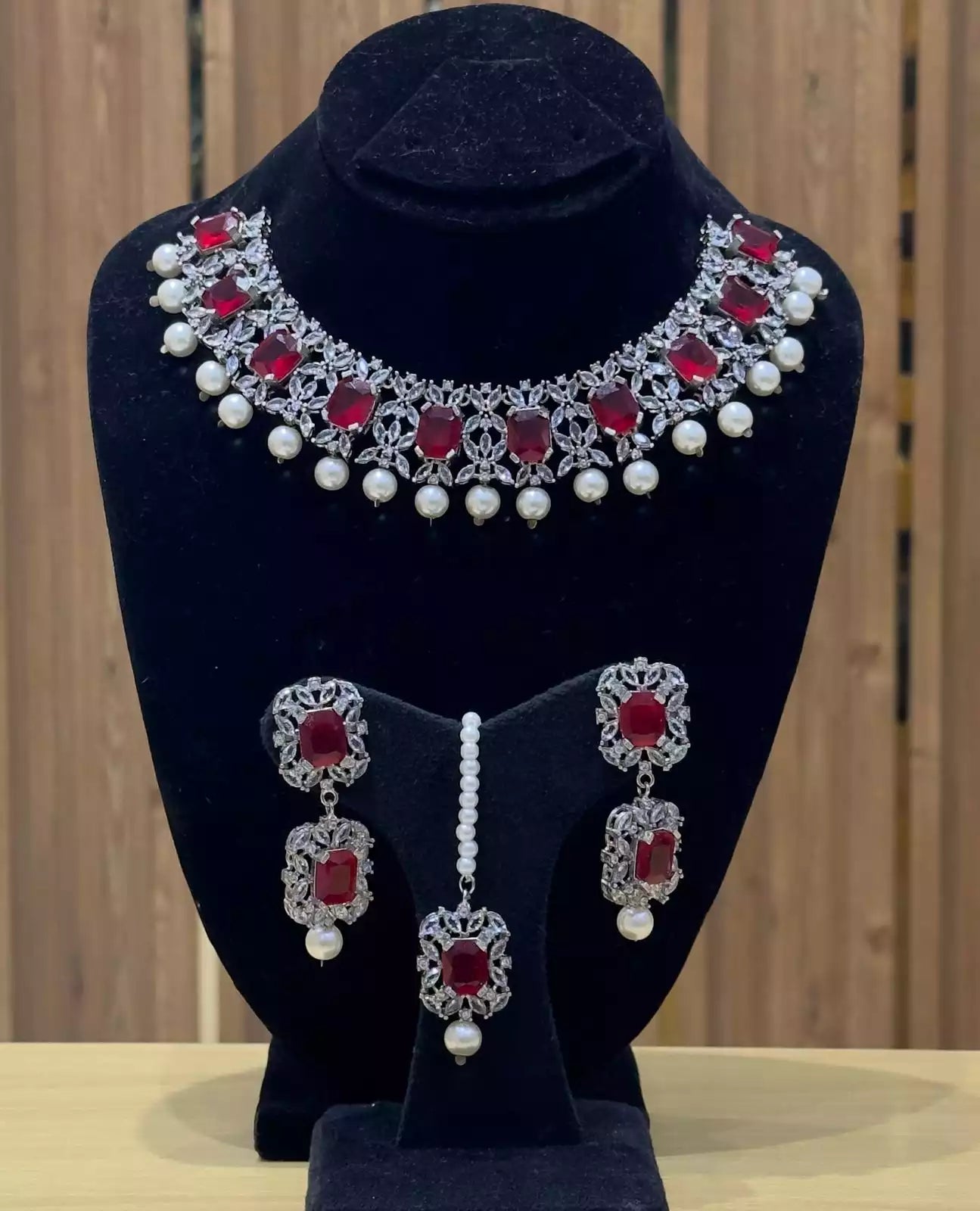 Pearl zirconia necklace set
