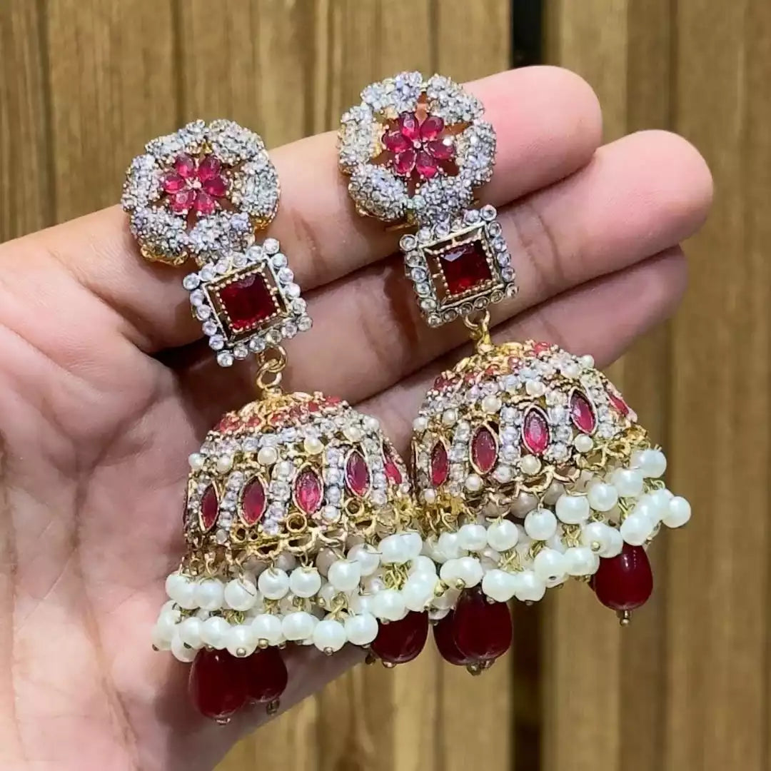 Semi precious jhumki earrings Main image
