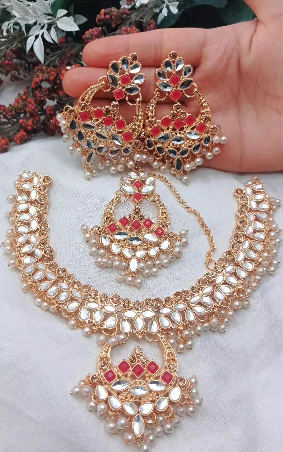 Sheesh kundan necklace set