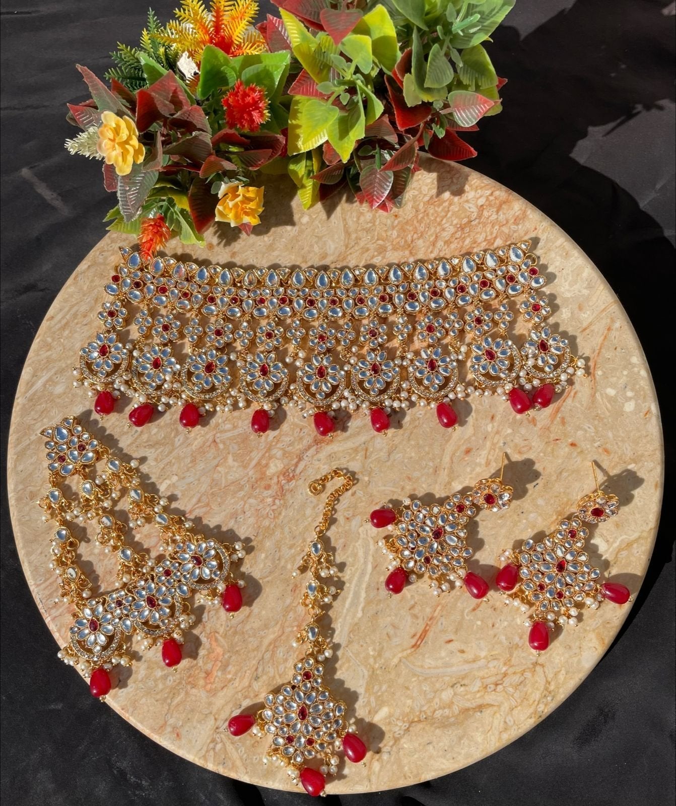 Indian kundan set with jhumar Main image
