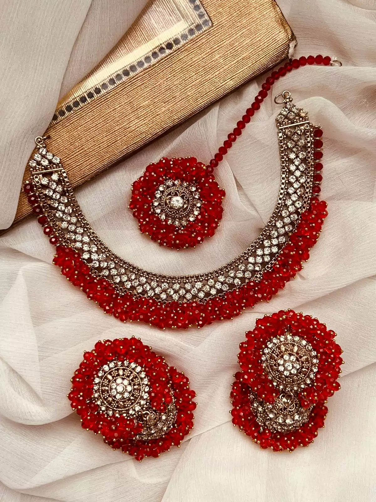 Heavy gajra jhumki teeka set