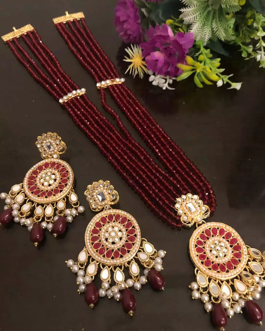 Sheesh kundan long maala set