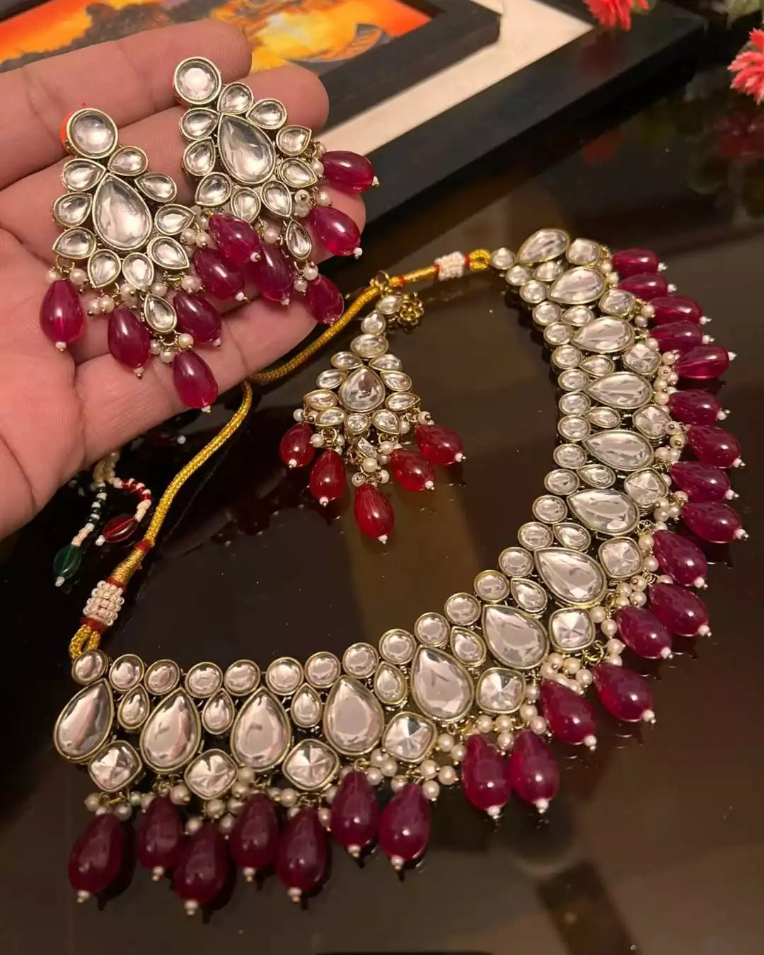 Antique kundan necklace set Main image