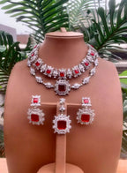 Zircon double line necklace set
