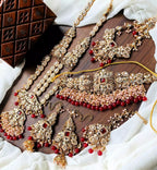Double dholna bridal set with jhumar