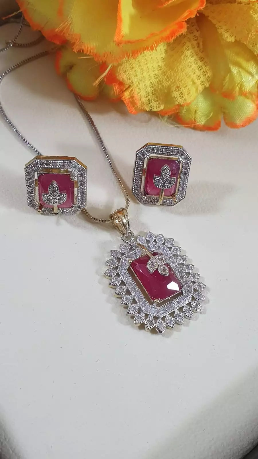 Indian zircon long chain set-016