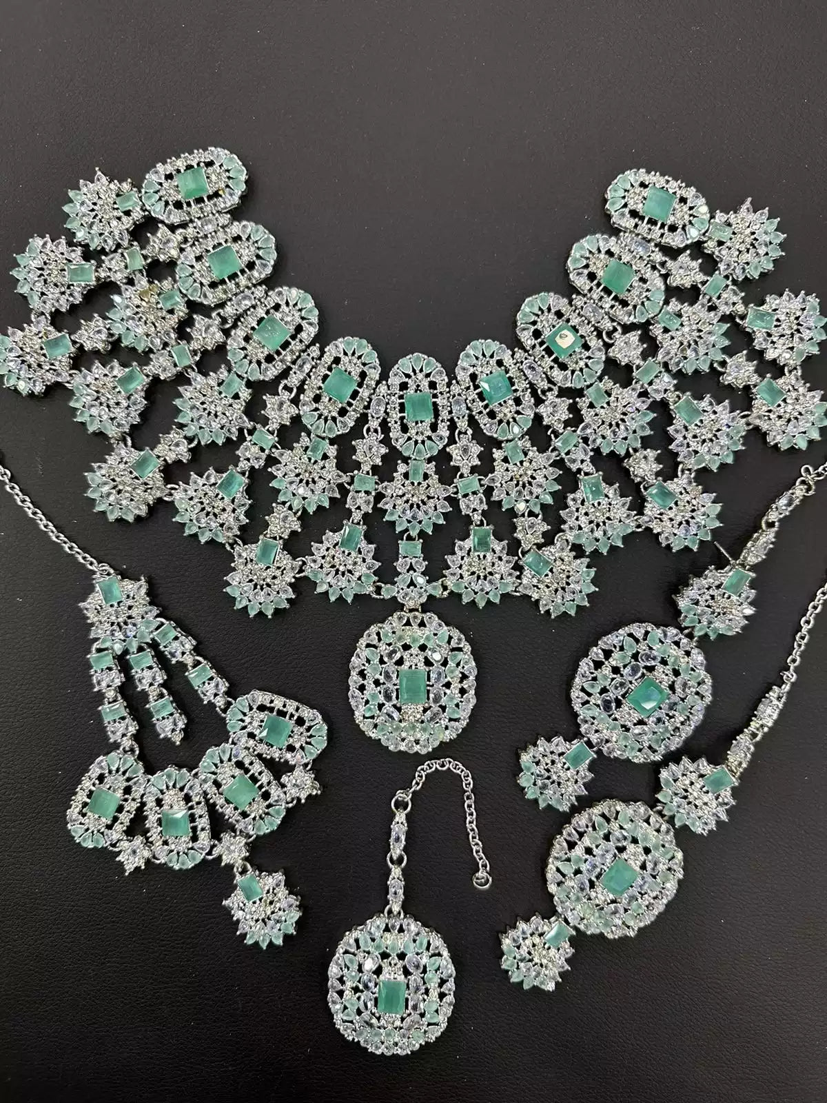 AD Zircon bridal set with jhumar