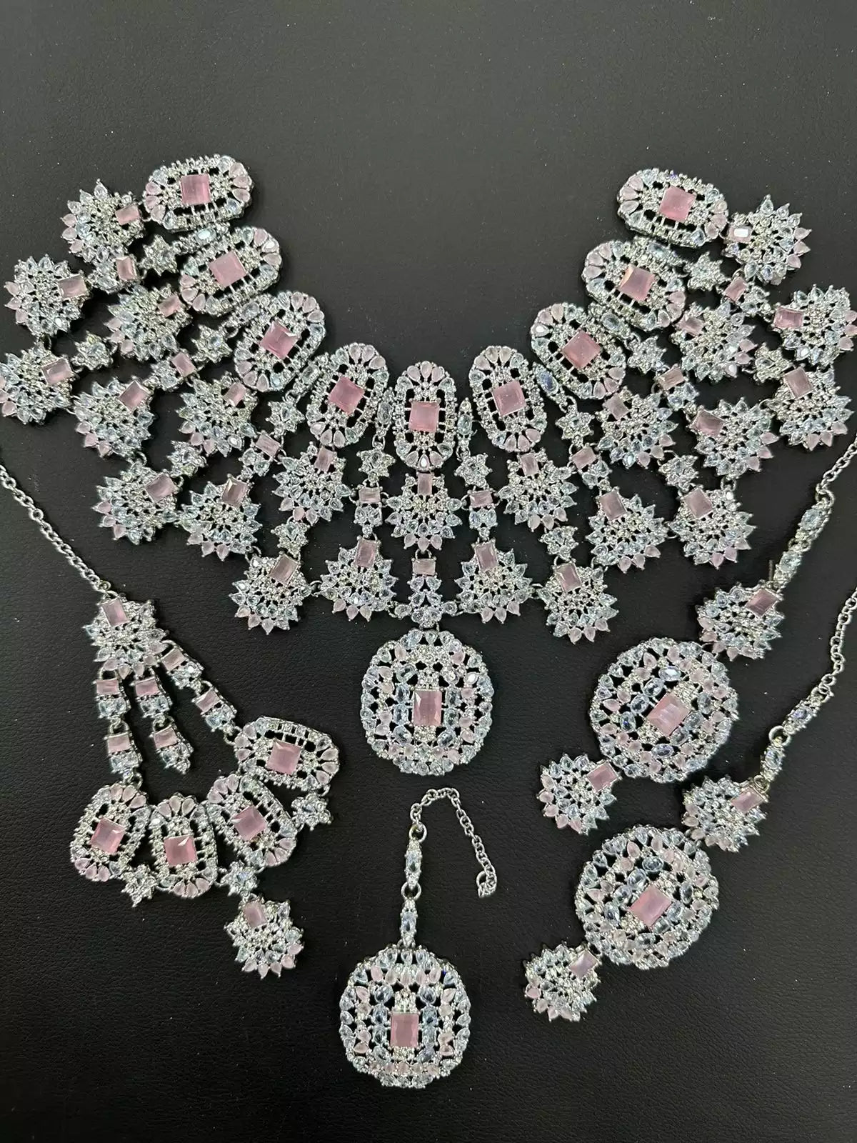 AD Zircon bridal set with jhumar