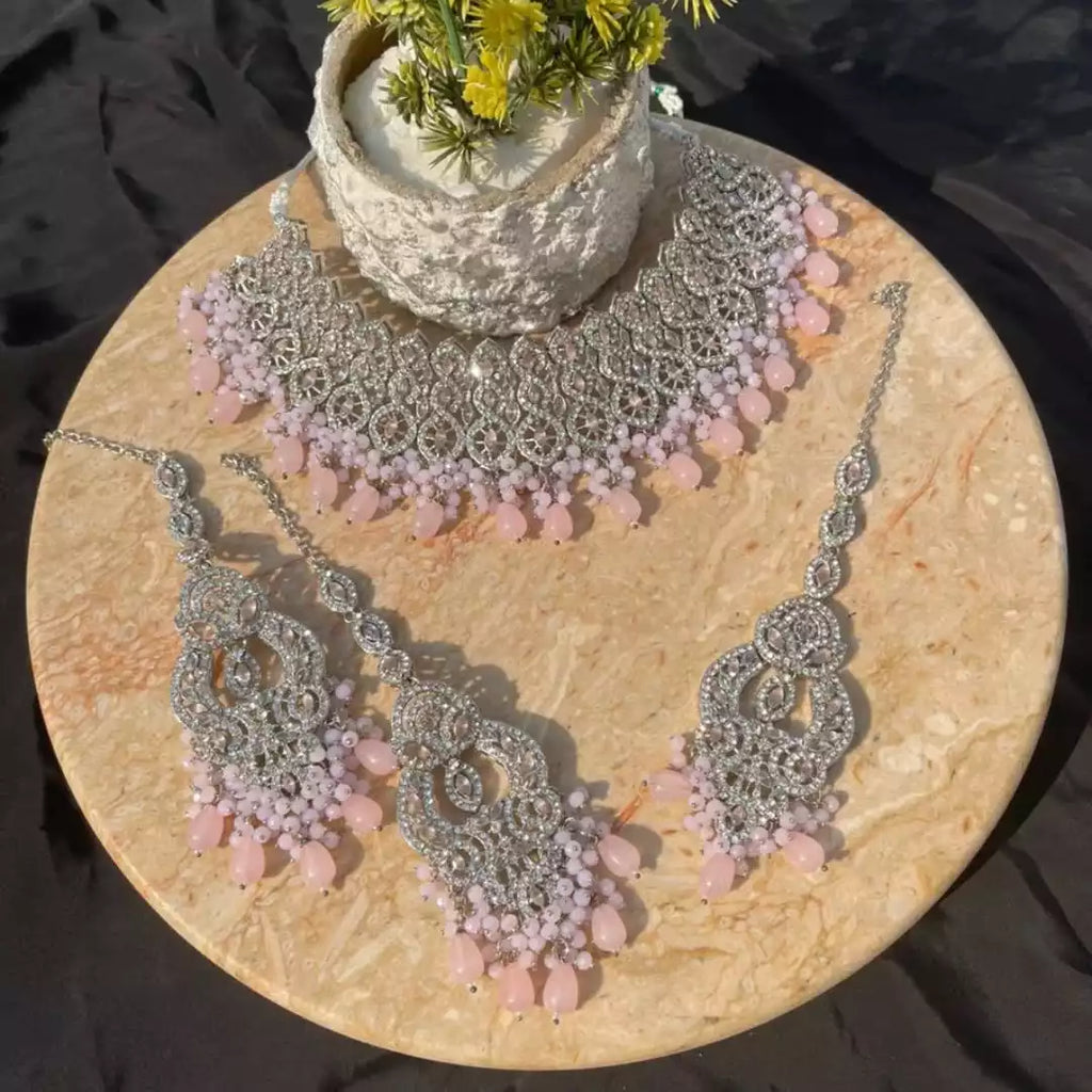 zircon bridal set with long earrings