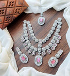 Double line necklace set with teeka