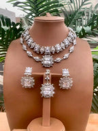 Zircon double line necklace set