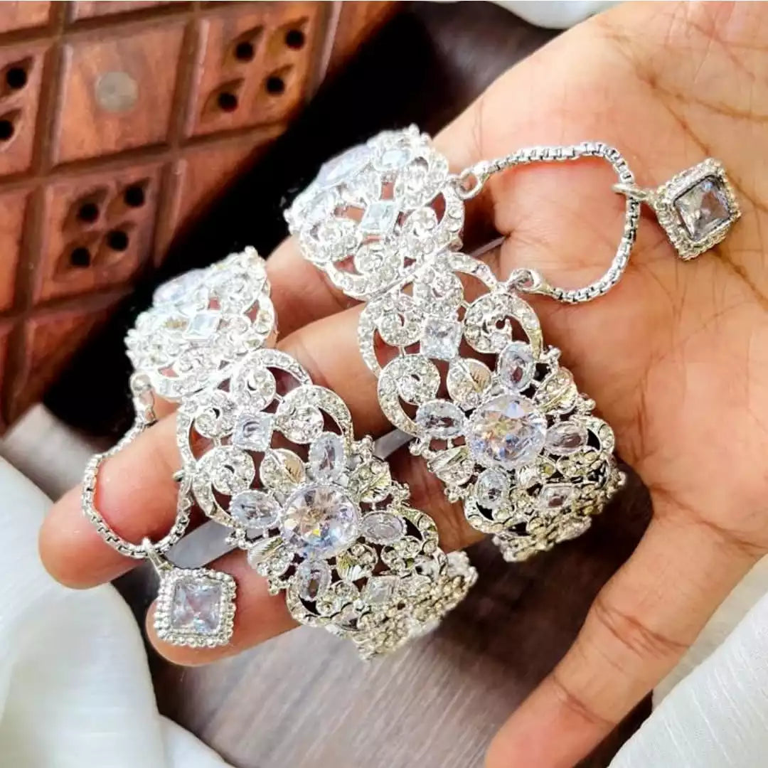 Zircon openable bangle pair