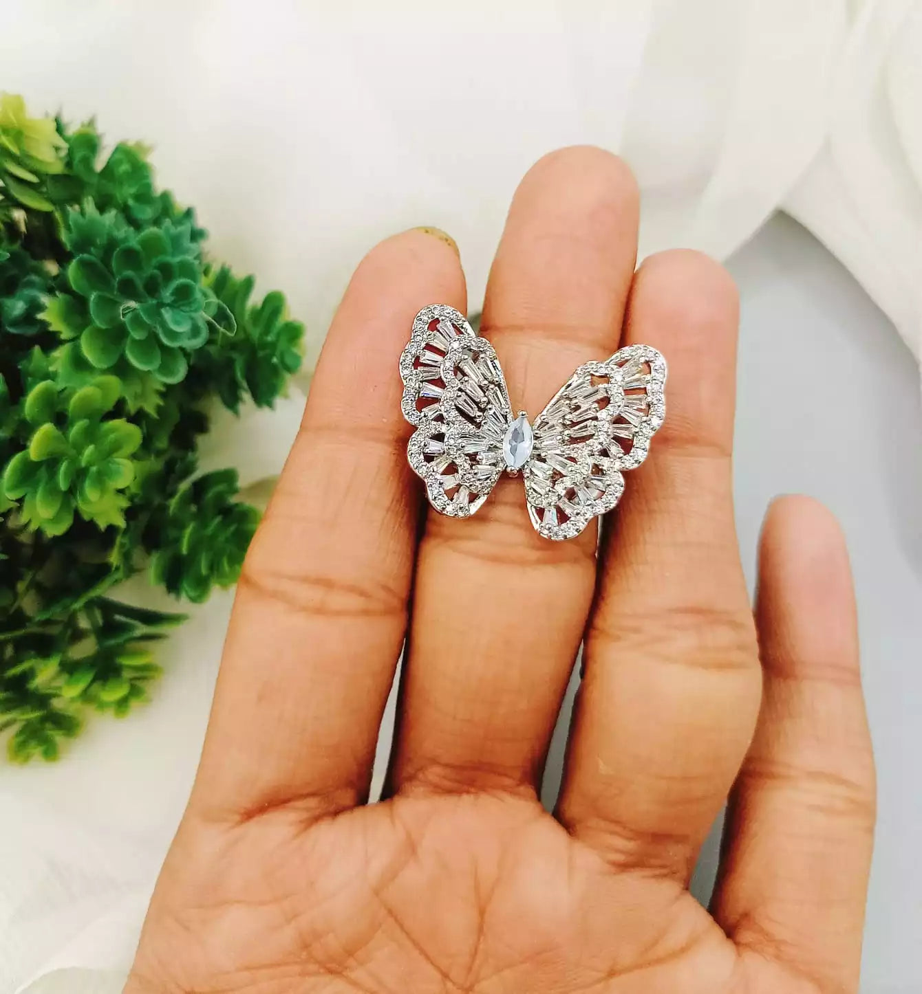Zircon butterfly ring
