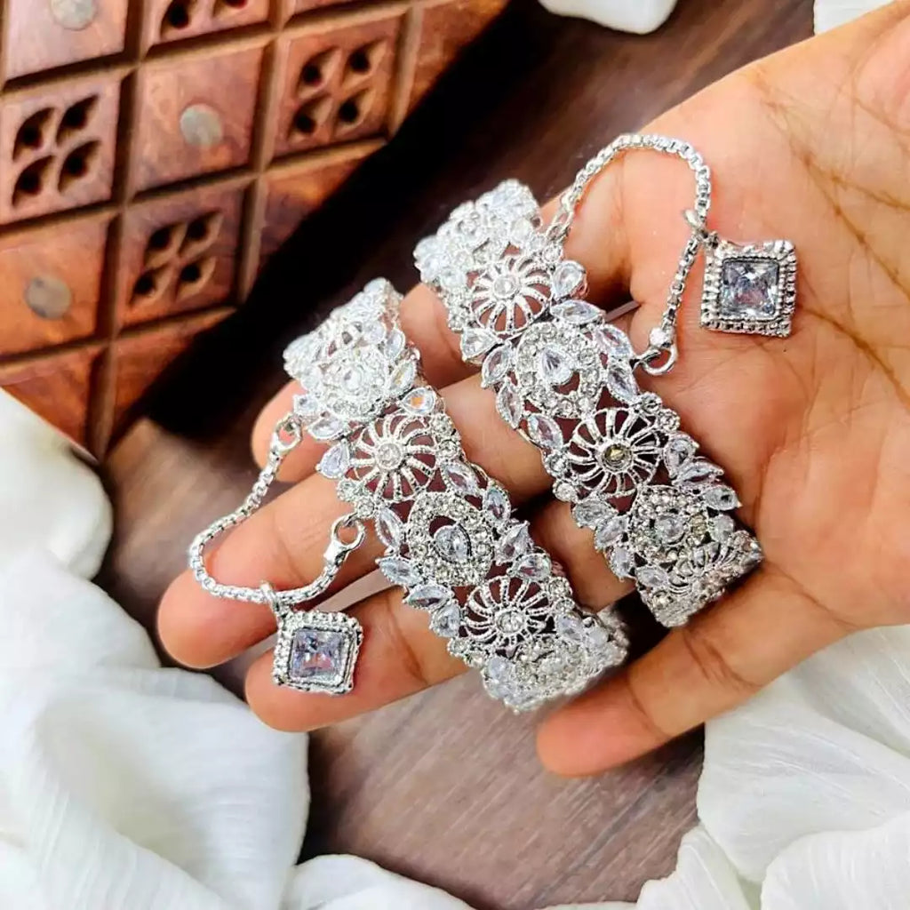 Zircon openable bangle pair