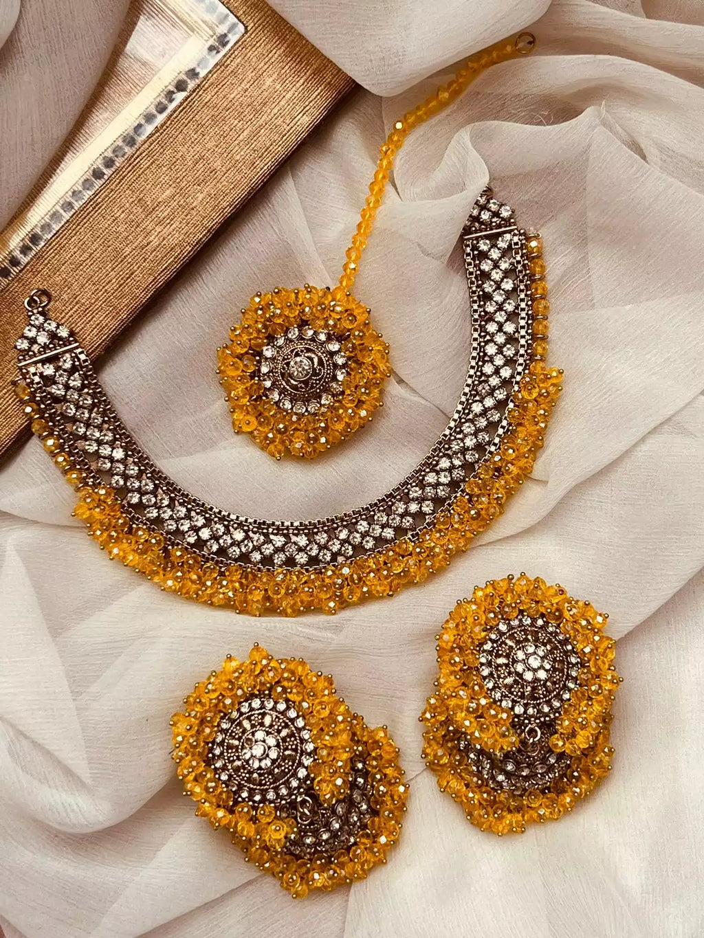 Heavy gajra jhumki teeka set
