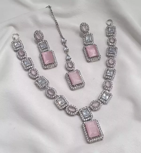 Main-PIc-Baby-pink-s-1-1.webp Zircon AD necklace set with teeka - Image 1