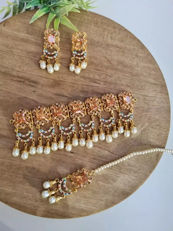 cham.webp Designer kundan choker set - Image 9