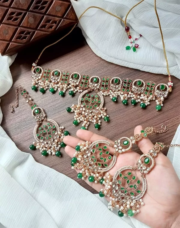 d-gren-5.webp Designer leafy choker teeka set - Image 10