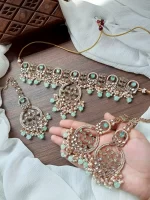 Designer leafy choker teeka set - Image 9